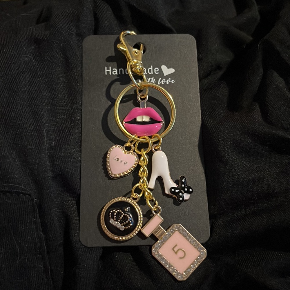 Purse charm key chain Fashion lips shoes perfume